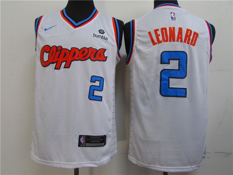 Men Los Angeles Clippers 2 Leonard White Game Nike NBA Jerseys1